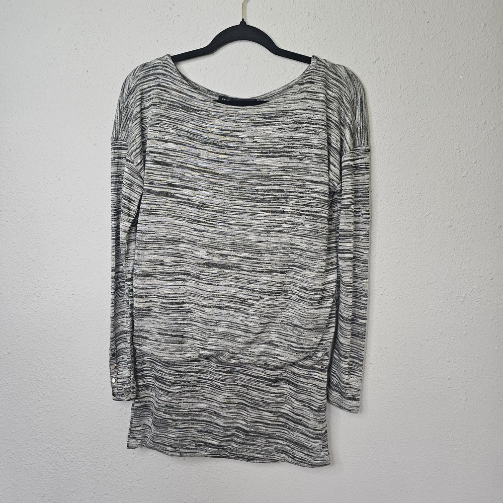 White House Black Market Gray Space Dye‎ Draped Open Back Top Snap Cuff Small